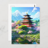 Blossom Serenity im japanischen Tempel Postkarte (Vorne/Hinten)