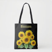 Blossom Sonnenblumen auf schwarz Tasche (Vorderseite)