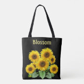 Blossom Sonnenblumen auf schwarz Tasche (Rückseite)