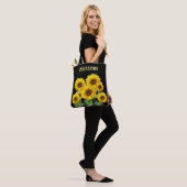 Blossom Sonnenblumen auf schwarz Tasche (Am Model)