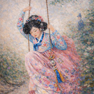 Blossom Swing – Ein Traum vom Frühling in Hanbok Notizblock