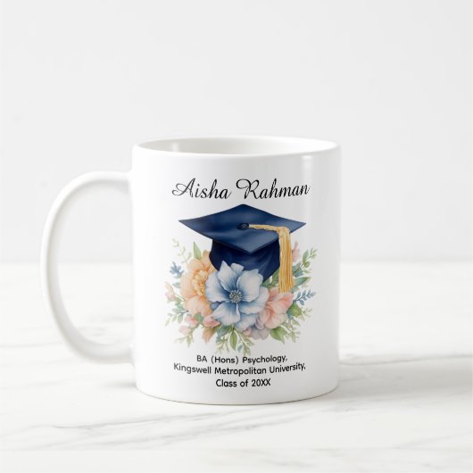 🎓Blossom & Tassel Abschlussbecher Kaffeetasse (Links)