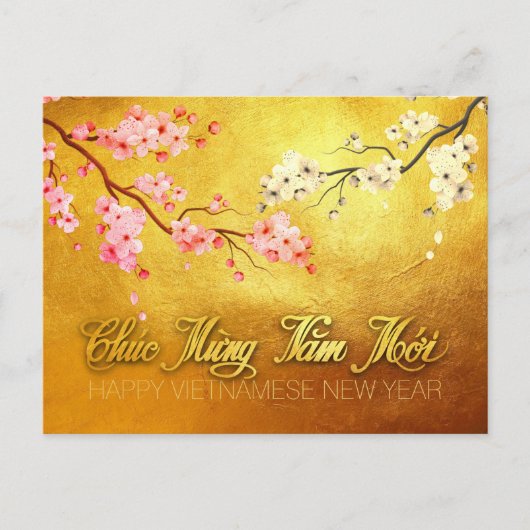 Blossom Tet Hoa Anh Dao Vietnamese Neujahr HHP Einladungspostkarte (Vorderseite)