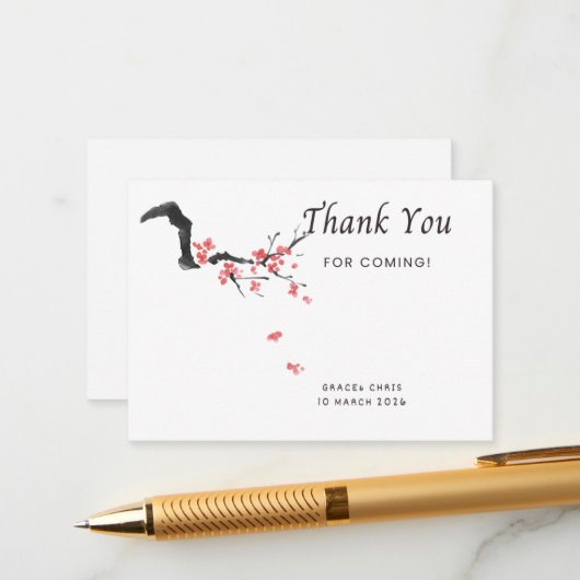 Blossom Thank You Note | Editable Wedding Thank Yo Begleitkarte (Vorderseite/Rückseite Beispiel)