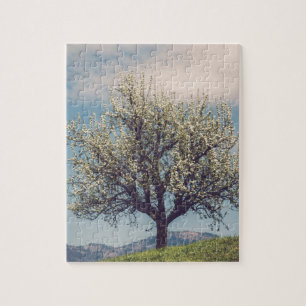 Blossom tree on a hill in Switzerland Puzzle