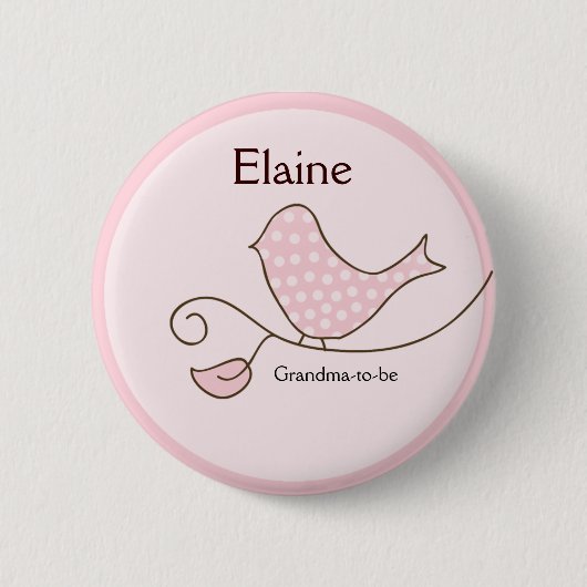 BLOSSOM Trendy Bird NAME TAG Personalisierter Butt Button (Vorderseite)