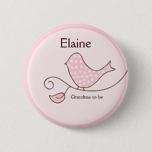 BLOSSOM Trendy Bird NAME TAG Personalisierter Butt Button