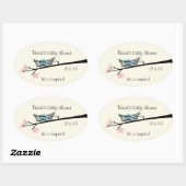 Blossom und Nest Baby Dusche Ovaler Aufkleber (Blatt)