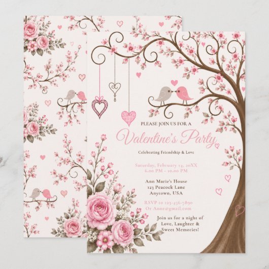 Blossom Valentinsfeier Einladung (Vorne/Hinten)