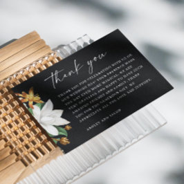 Blossom Vintage Kamelie. Hochzeit mit schwarzem Bl Dankeskarte