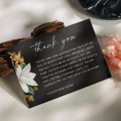 Blossom Vintage Kamelie. Hochzeit mit schwarzem Bl Dankeskarte