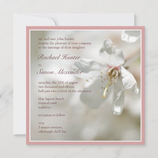 Blossom Wedding Pale Cherry Einladung (Vorderseite)
