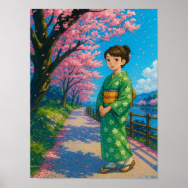 Blossom Weg im Frühling - Japanische Kunst-Kimono Poster