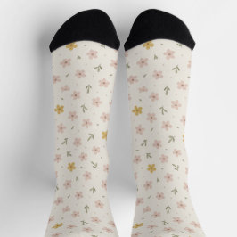 Blossom Whisper - Nahtloses Muster aus schwarzem s Socken