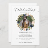 Blossom Wreath Foto Feier des Lebens Einladung (Vorne/Hinten)