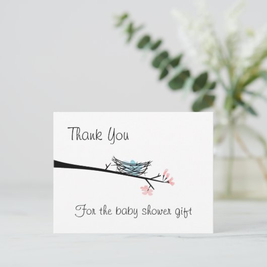 Blossom Zweigstelle und Nest Vielen Dank, Postcard Postkarte (Stehend Vorderseite)