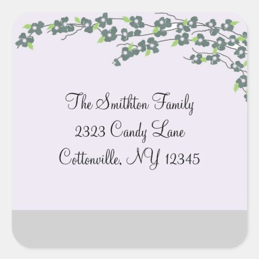 Blossomadressmarken Quadratischer Aufkleber (Vorderseite)