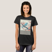 Blossoming Bluebird on Sakura Branch Floral Fligh T-Shirt (Vorne ganz)