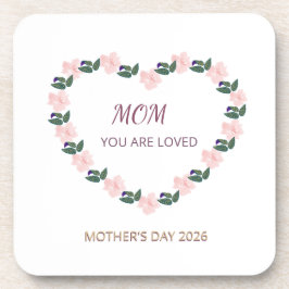 Blossoming Peony Heart Mom Message Getränkeuntersetzer