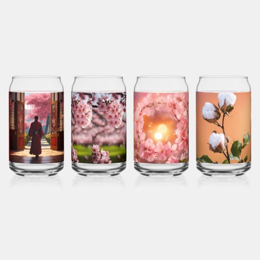 Blossoms de Luxo 3D-Blumenglasset – Rosa & Gold Dosenglas (Vorderseite)