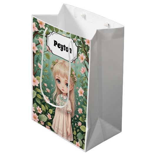 Blossoms Embrace Personalisiert Mittlere Geschenktüte (Vorderseite Schrägansicht)