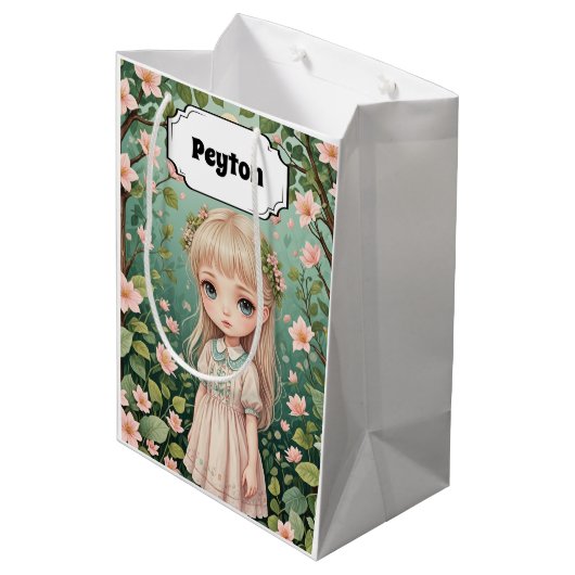 Blossoms Embrace Personalisiert Mittlere Geschenktüte (Rückseite Schrägansicht)