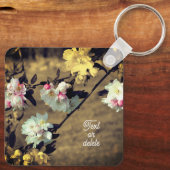 Blossoms In Sepia Flower Personalized Schlüsselanhänger (Rückseite)