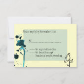 Blotchy Blume blau RSVP Karte (Rückseite)