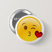 Blow a kiss emoji Aufkleber Button (Vorne & Hinten)