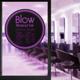 Blow Blowout Bar Neon Pink Business Store Stunden Fensteraufkleber