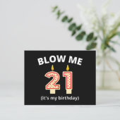 Blow me 21. Geburtstag Postkarte (Stehend Vorderseite)
