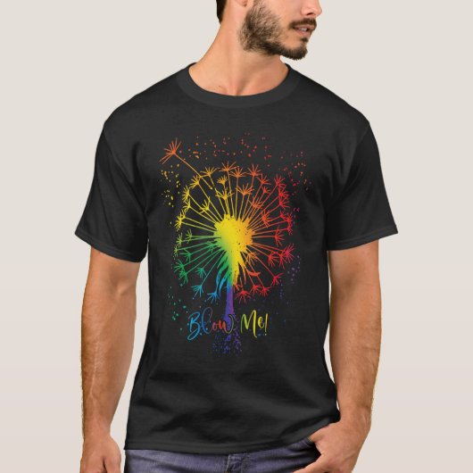 Blow Me Dandelion Just Tattoo Arrow Breathe Rainbo T-Shirt (Vorderseite)