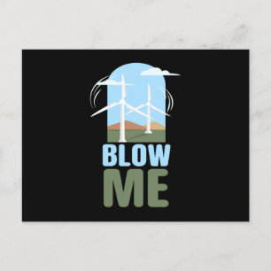 Blow me Wind Power Wind Energy Postkarte