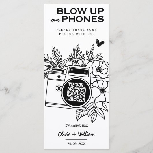 Blow up ihre Telefone Ich Spionage Minimalistische Menükarte (Vorderseite)