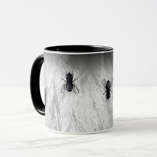 Blowflies auf der Wand (Schiefer-Grau) Tasse (Vorderseite Links)