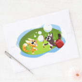 BLOWING BUBBLES CATS by Jeff Willis Ovaler Aufkleber (Umschlag)