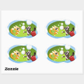 BLOWING BUBBLES CATS by Jeff Willis Ovaler Aufkleber (Blatt)