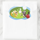 BLOWING BUBBLES CATS by Jeff Willis Ovaler Aufkleber (Tasche)