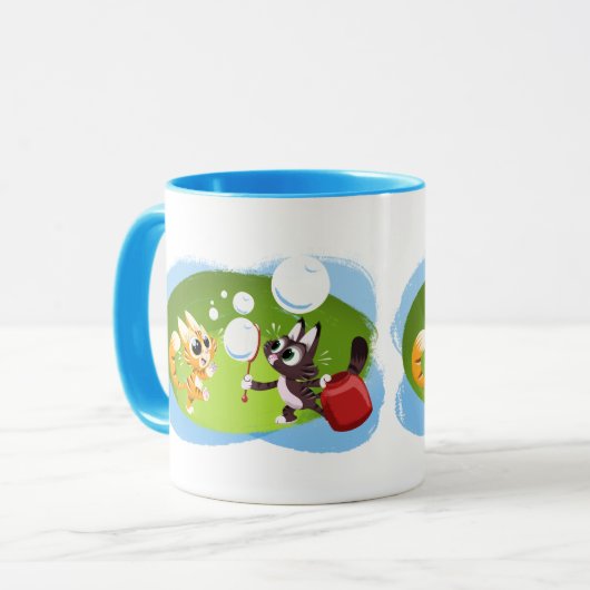 BLOWING BUBBLES CATS VON Jeff Willis Art Tasse (Vorderseite Links)