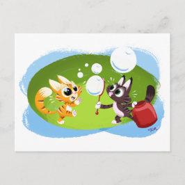 BLOWING BUBBLES CATS VON Jeff Willis Postkarte