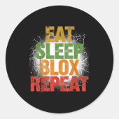 Blox Gaming _ Eat Sleep Blox Repeat _ Kids Gaming Runder Aufkleber (Vorderseite)