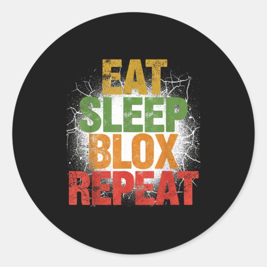 Blox Gaming _ Eat Sleep Blox Repeat _ Kids Gaming Runder Aufkleber (Vorderseite)