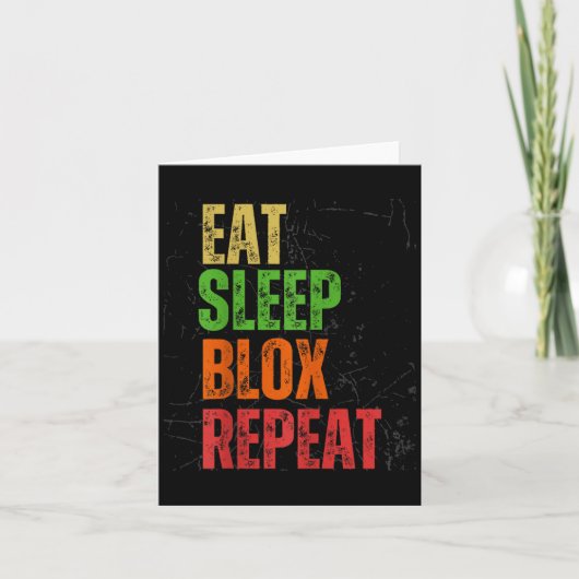 Blox Gaming Tee, Eat Sleep Blox Repeat, Kids Gamin Karte (Vorderseite)
