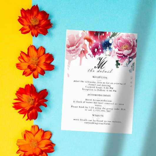 Blright Bloom Blossom Wedding Detail Card RSVP Karte