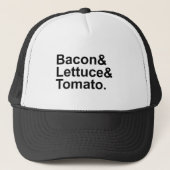 BLT Bacon Lettuce Tomato List String Truckerkappe (Vorderseite)