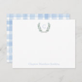 Blu Gingham Laurel Wappen Schreibmaschine Danke Ka (Vorne/Hinten)