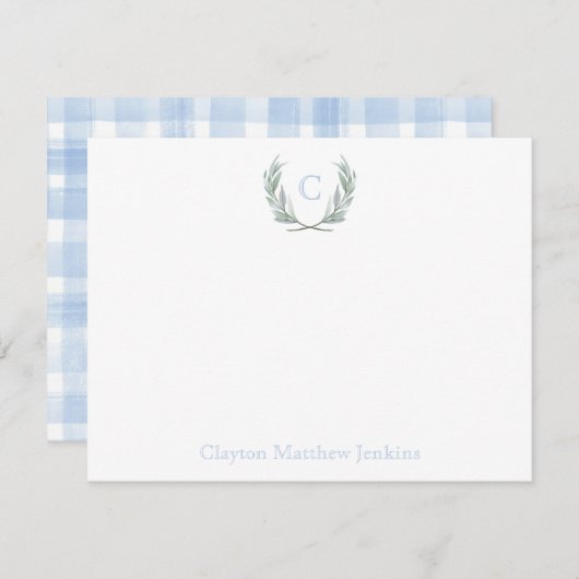 Blu Gingham Laurel Wappen Schreibmaschine Danke Ka (Vorne/Hinten)