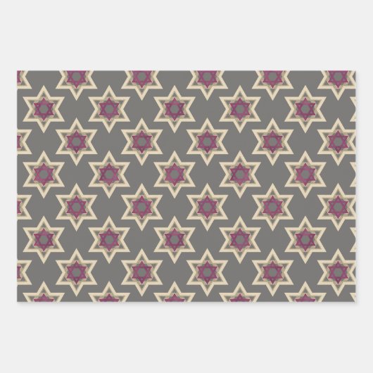 Blu, Gray, Gold Star von David Wrapping Paper Geschenkpapier Set (Vorderseite 3)