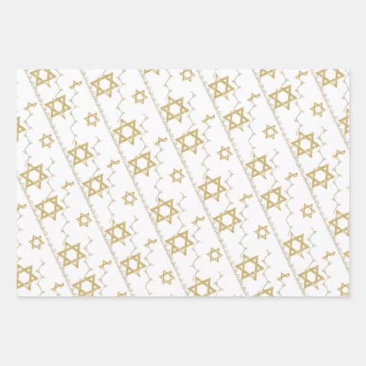 Blu, Gray, Gold Star von David Wrapping Paper Geschenkpapier Set (Vorderseite 2)