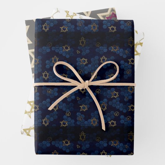 Blu, Gray, Gold Star von David Wrapping Paper Geschenkpapier Set (Beispiel)